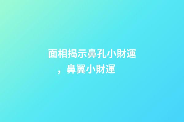 面相揭示鼻孔小財運，鼻翼小財運